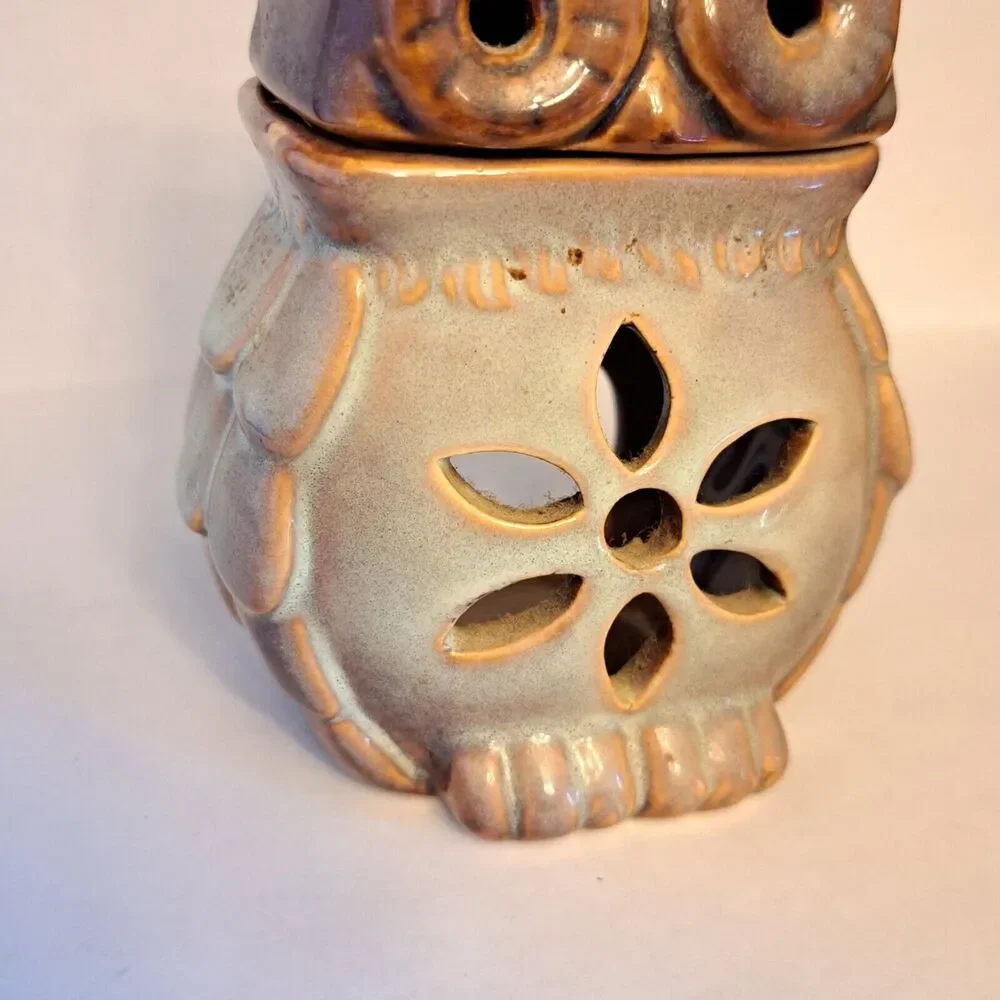 Vintage Ceramic Candle Warmer Owl Shaped Tea Candle 2-pieces